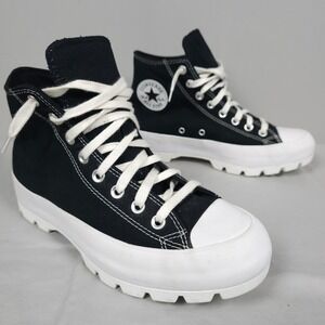 Converse Chuck Taylor All Star Platform Shoes Women 10 Black Canvas Lugged High